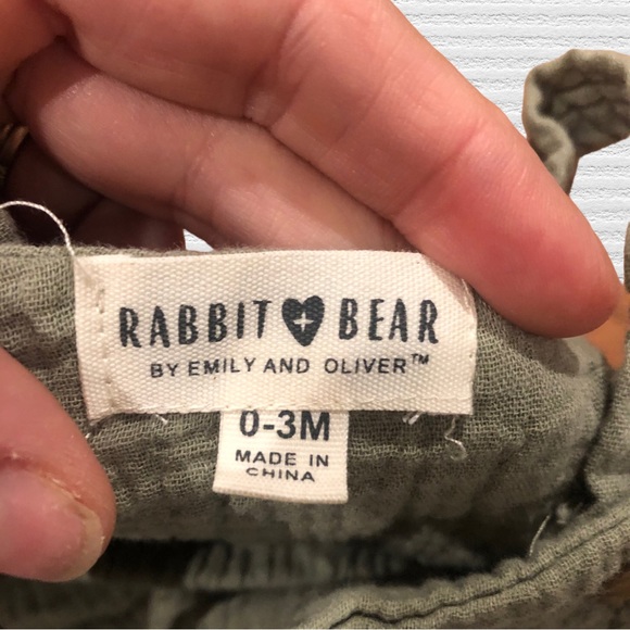 Rabbit + Bear Girls Sun Dress Textured Organic Cotton Sage Green - Picture 2 of 4